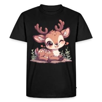 Cerf Cerf - T-shirt Premium bio Homme - noir - Devant - Nico (187cm)