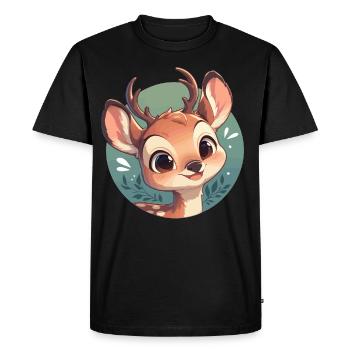 Cerf Cerf - T-shirt Premium bio Homme - noir - Devant - Nico (187cm)