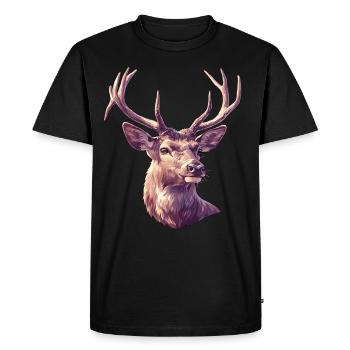 Cerf Cerf - T-shirt Premium bio Homme - noir - Devant - Nico (187cm)