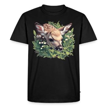 Cerf Cerf - T-shirt Premium bio Homme - noir - Devant - Nico (187cm)