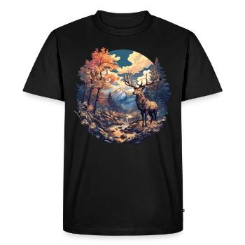 Cerf Cerf - T-shirt Premium bio Homme - noir - Devant - Nico (187cm)