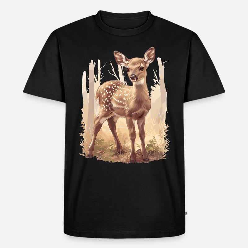 Hirsche Hirsch - Männer Premium Bio T-Shirt - Schwarz