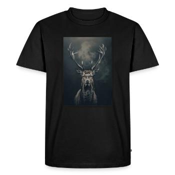 Cerf Cerf - T-shirt Premium bio Homme - noir - Devant - Nico (187cm)