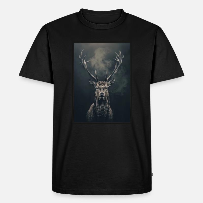 Hirsche Hirsch - Männer Premium Bio T-Shirt - Schwarz