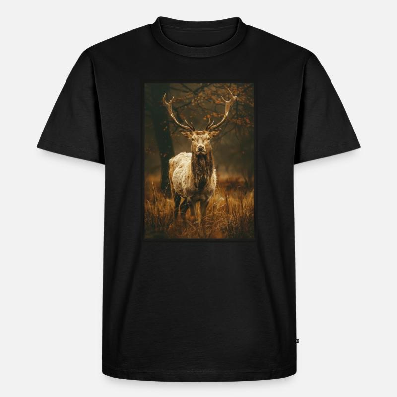 Hirsche Hirsch - Männer Premium Bio T-Shirt - Schwarz