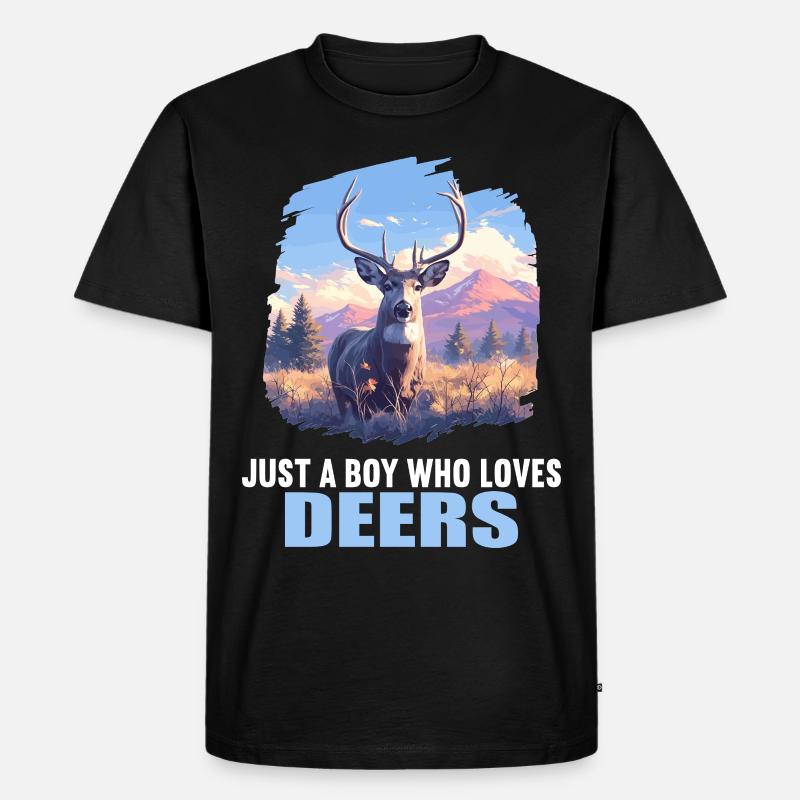 Hirsche Hirsch - Männer Premium Bio T-Shirt - Schwarz