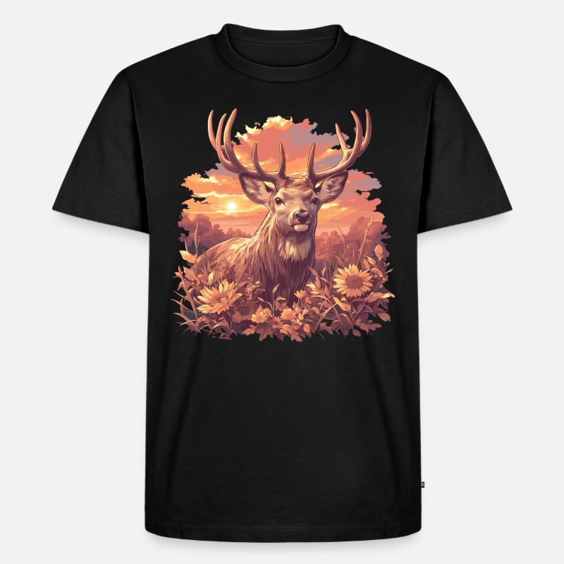 Hirsche Hirsch - Männer Premium Bio T-Shirt - Schwarz