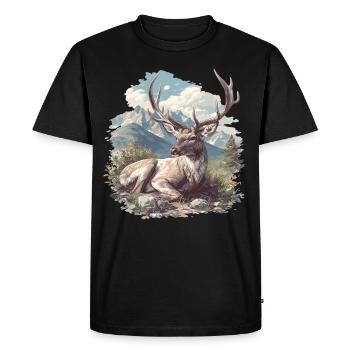 Cerf Cerf - T-shirt Premium bio Homme - noir - Devant - Nico (187cm)