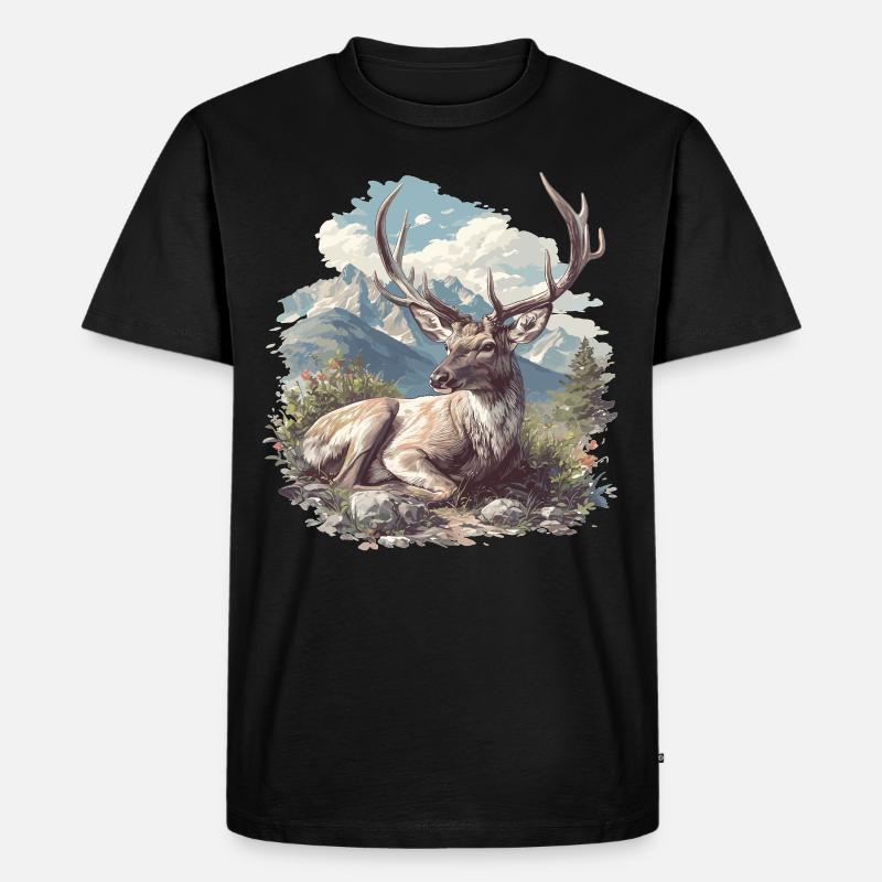 Hirsche Hirsch - Männer Premium Bio T-Shirt - Schwarz