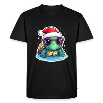 Turtle Christmas - Men's Premium Organic T-Shirt - black - Front - Nico (187cm)