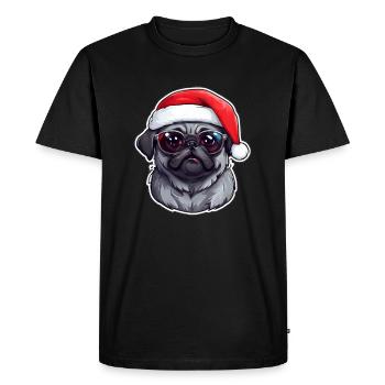 Mops Weihnachten - Männer Premium Bio T-Shirt - Schwarz - Vorne - Nico (187cm)