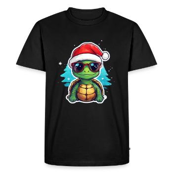 Turtle Christmas - Men's Premium Organic T-Shirt - black - Front - Nico (187cm)