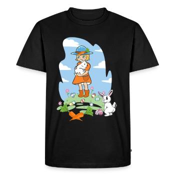 Joyeux lapin de Pâques Fille Lapin de Pâques - T-shirt Premium bio Homme - noir - Devant - Nico (187cm)