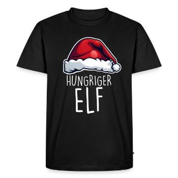 Noël elfe affamé - T-shirt Premium bio Homme - noir - Devant - Nico (187cm)