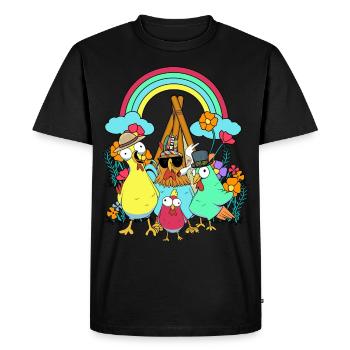 Rainbow Hippie Tipi Poulets Stoner Poulet - T-shirt Premium bio Homme - noir - Devant - Nico (187cm)
