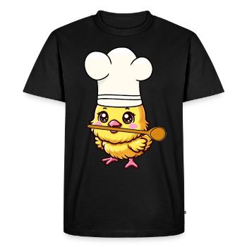 Cuisinier Cuisiniers Cuisinier Cuisinier Poulet poussin - T-shirt Premium bio Homme - noir - Devant - Nico (187cm)