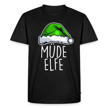 Noël elfe fatigué - T-shirt Premium bio Homme - noir - Devant - Nico (187cm)