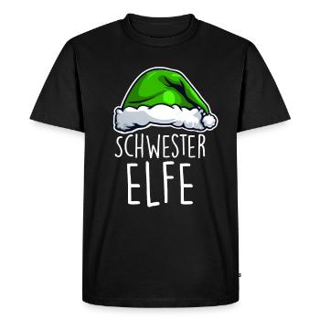 Schwester Elfe Weihnachten - Männer Premium Bio T-Shirt - Schwarz - Vorne - Nico (187cm)
