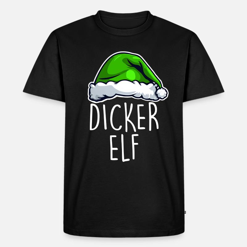 Dicker Elf Weihnachten - Männer Premium Bio T-Shirt - Schwarz