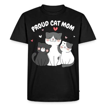 Fier Chat Maman Chaton Copieux Drôle - T-shirt Premium bio Homme - noir - Devant - Nico (187cm)