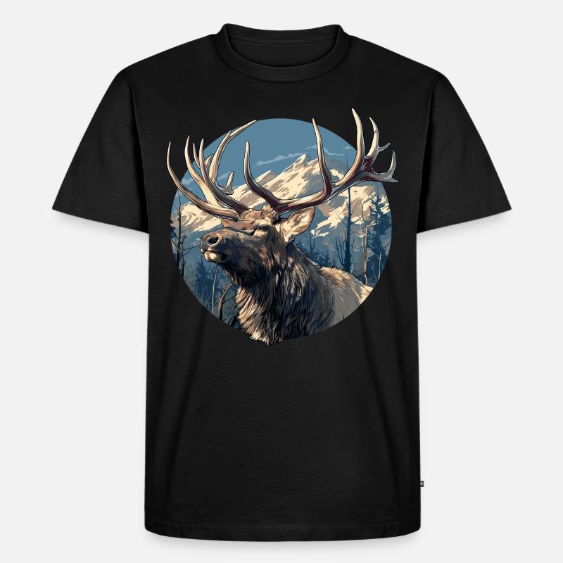 Elche Elch - Männer Premium Bio T-Shirt - Schwarz