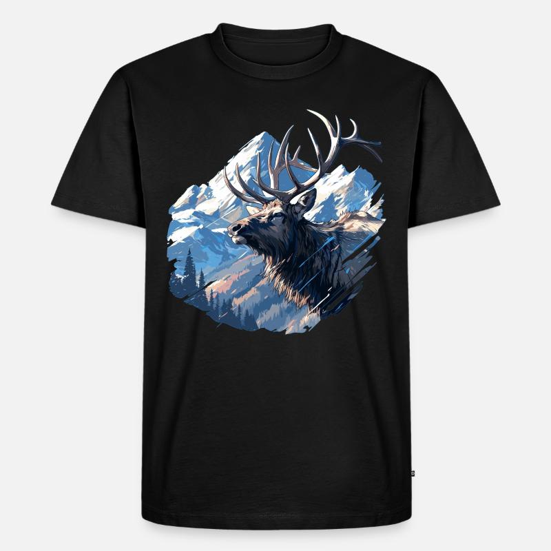 Elche Elch - Männer Premium Bio T-Shirt - Schwarz