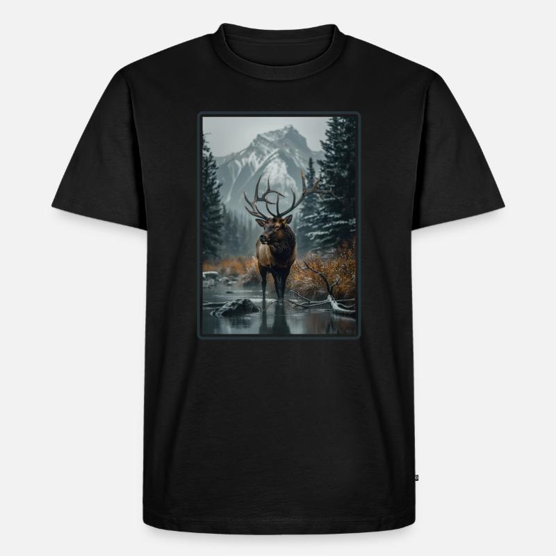 Elche Elch - Männer Premium Bio T-Shirt - Schwarz