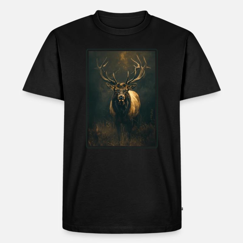 Elche Elch - Männer Premium Bio T-Shirt - Schwarz