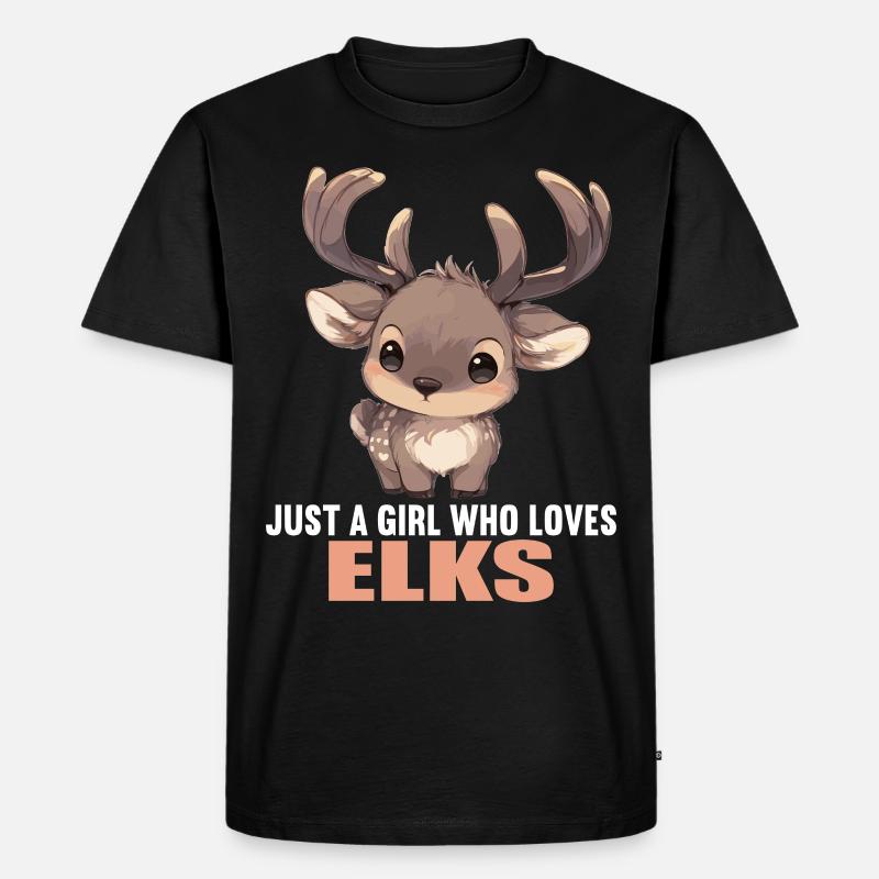 Elche Elch - Männer Premium Bio T-Shirt - Schwarz
