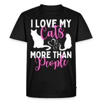 J’aime mes chats plus que les gens drôles - T-shirt Premium bio Homme - noir - Devant - Nico (187cm)