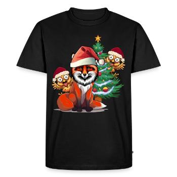 Fox Chicken Coop Poulets de Noël Arbre de Noël - T-shirt Premium bio Homme - noir - Devant - Nico (187cm)
