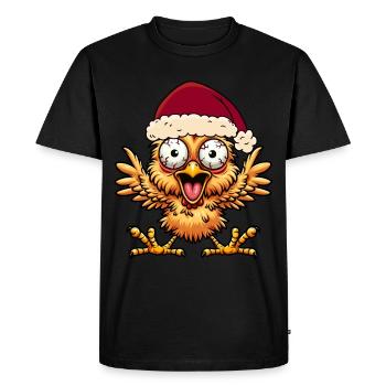 Christmas Chicken Chickens Santa Claus - Men's Premium Organic T-Shirt - black - Front - Nico (187cm)