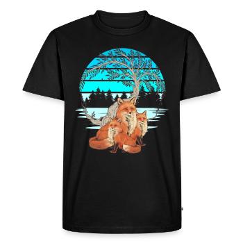 Renard Renards Nature Nature Amoureux Enfants Enfant - T-shirt Premium bio Homme - noir - Devant - Nico (187cm)