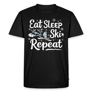 Eat Sleep Ski Repeat Ski Winter Sports Skiers - Men's Premium Organic T-Shirt - black - Front - Nico (187cm)