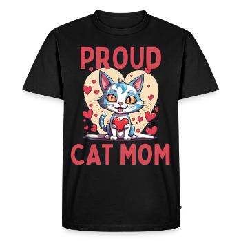 Fier chat maman coeur chat chaton - T-shirt Premium bio Homme - noir - Devant - Nico (187cm)