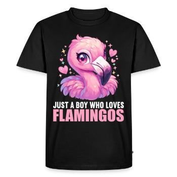 Flamants roses Flamant rose - T-shirt Premium bio Homme - noir - Devant - Nico (187cm)