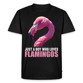Flamants roses Flamant rose - T-shirt Premium bio Homme - noir - Devant - Nico (187cm)