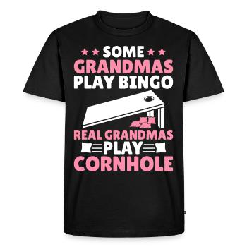 Drôle Cornhole Player Corn Hole Real Grannies Spid - T-shirt Premium bio Homme - noir - Devant - Nico (187cm)