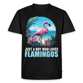 Flamants roses Flamant rose - T-shirt Premium bio Homme - noir - Devant - Nico (187cm)