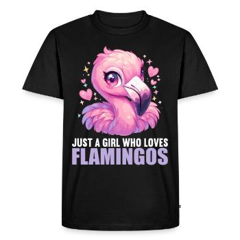 Flamants roses Flamant rose - T-shirt Premium bio Homme - noir - Devant - Nico (187cm)