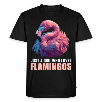 Flamants roses Flamant rose - T-shirt Premium bio Homme - noir - Devant - Nico (187cm)