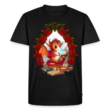 Dragon Noël Conte de fées Lecture Noël Noël - T-shirt Premium bio Homme - noir - Devant - Nico (187cm)