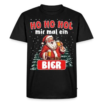 Ho Ho get me a beer funnier - Men's Premium Organic T-Shirt - black - Front - Nico (187cm)