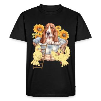 Animaux de compagnie Chien Chiens Oiseaux Oiseaux Amis Enfants - T-shirt Premium bio Homme - noir - Devant - Nico (187cm)