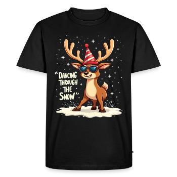 Danser dans la neige Renne Noël - T-shirt Premium bio Homme - noir - Devant - Nico (187cm)