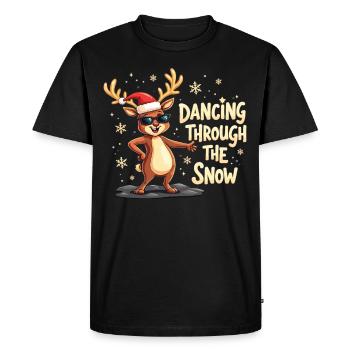 Danser dans la neige Renne Noël - T-shirt Premium bio Homme - noir - Devant - Nico (187cm)