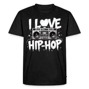 I Love Hip Hop Hip Hop Music Hip Hop Boombox Rap - Men's Premium Organic T-Shirt - black - Front - Nico (187cm)