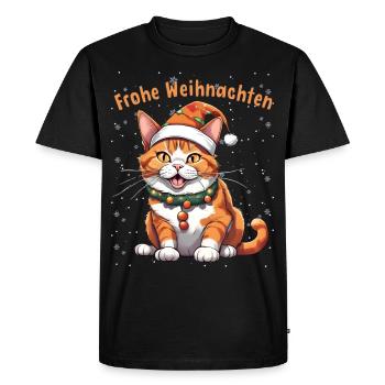 Joyeux Noël chat en chapeau de Père Noël pour - T-shirt Premium bio Homme - noir - Devant - Nico (187cm)