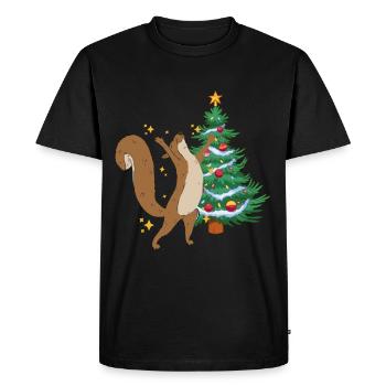 Christmas Tree Christmas Tree Squirrel Xmas - Men's Premium Organic T-Shirt - black - Front - Nico (187cm)