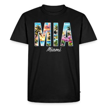 Miami Mia Miami – Ambiance tropicale pour les fans des États-Unis - T-shirt Premium bio Homme - noir - Devant - Nico (187cm)